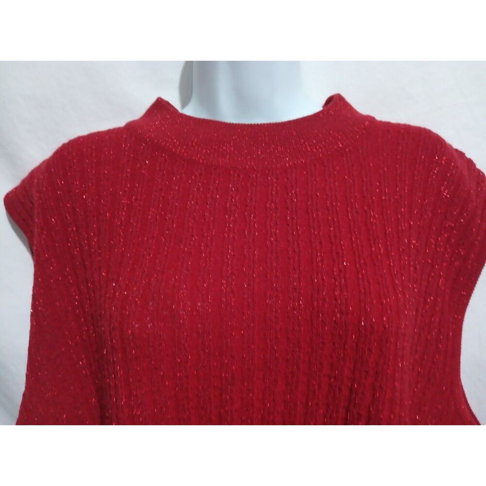 CST Studio Size 4X Sleeveless Red Mock Neck Glitter Lightweight Sweater